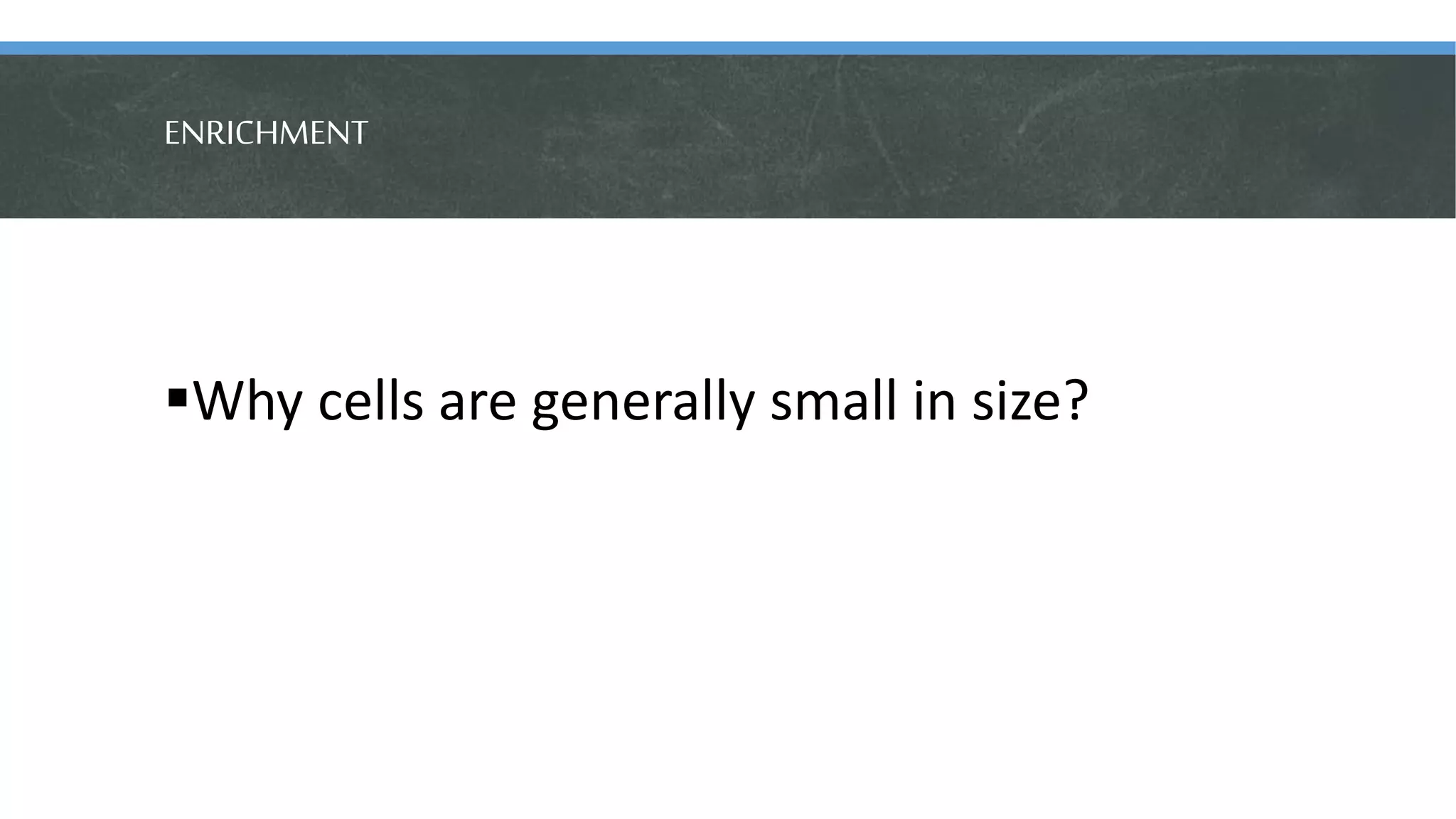 ENRICHMENT
Why cells are generally small in size?
 