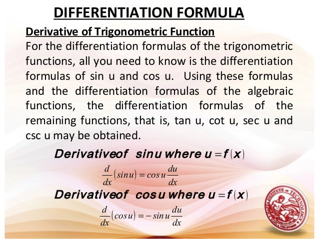 derivative trig functions