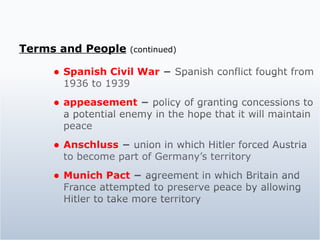 Terms and People   (continued) 