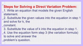 How To Write Variation LESSON 1_direct variation.Powerpoint Pres | PPTX