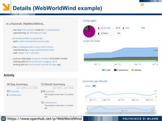 28
Details (WebWorldWind example)
https://www.openhub.net/p/WebWorldWind
 