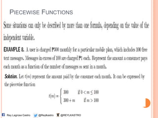 PIECEWISE FUNCTIONS
@ReylkastroRey Lagrosa Castro @REYLKASTRO
 