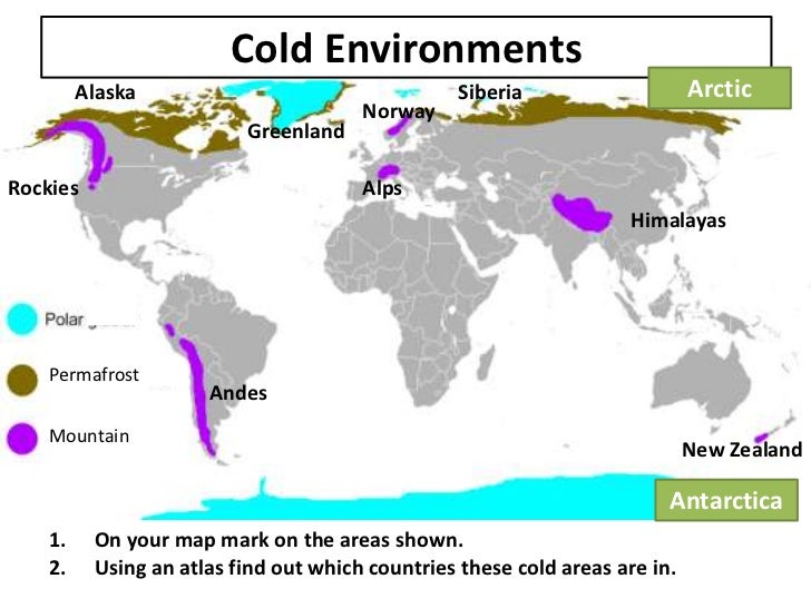 Image result for cold environments map