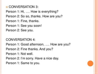 Essential English Greetings and Farewells for Everyday Conversations | PDF