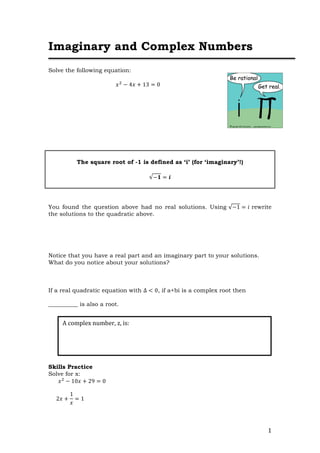 Lesson 1 imaginary and complex numbers p1 8 | PDF