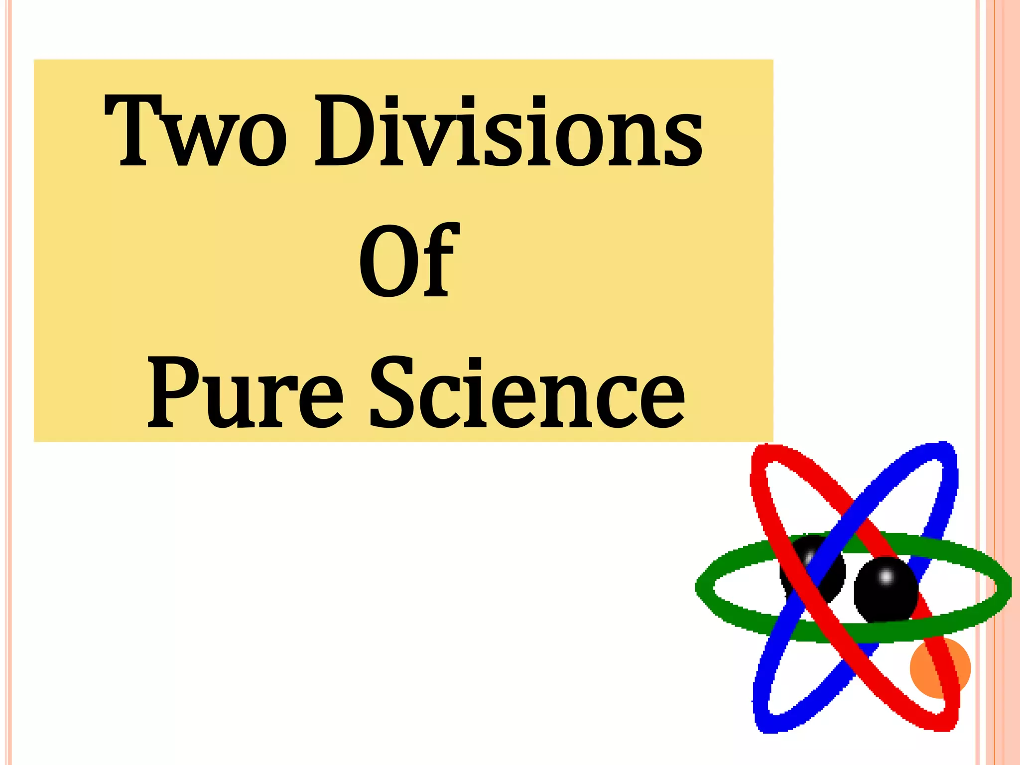 Two Divisions
Of
Pure Science
 