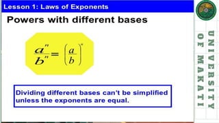Exponents Calculus Lesson 1 Laws of Exponents 2 basic calculus | PDF