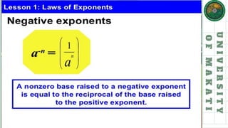 Exponents Calculus Lesson 1 Laws of Exponents 2 basic calculus | PDF
