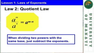 Exponents Calculus Lesson 1 Laws of Exponents 2 basic calculus | PDF