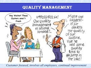 Customer focused, involves all employees, continual improvement
 