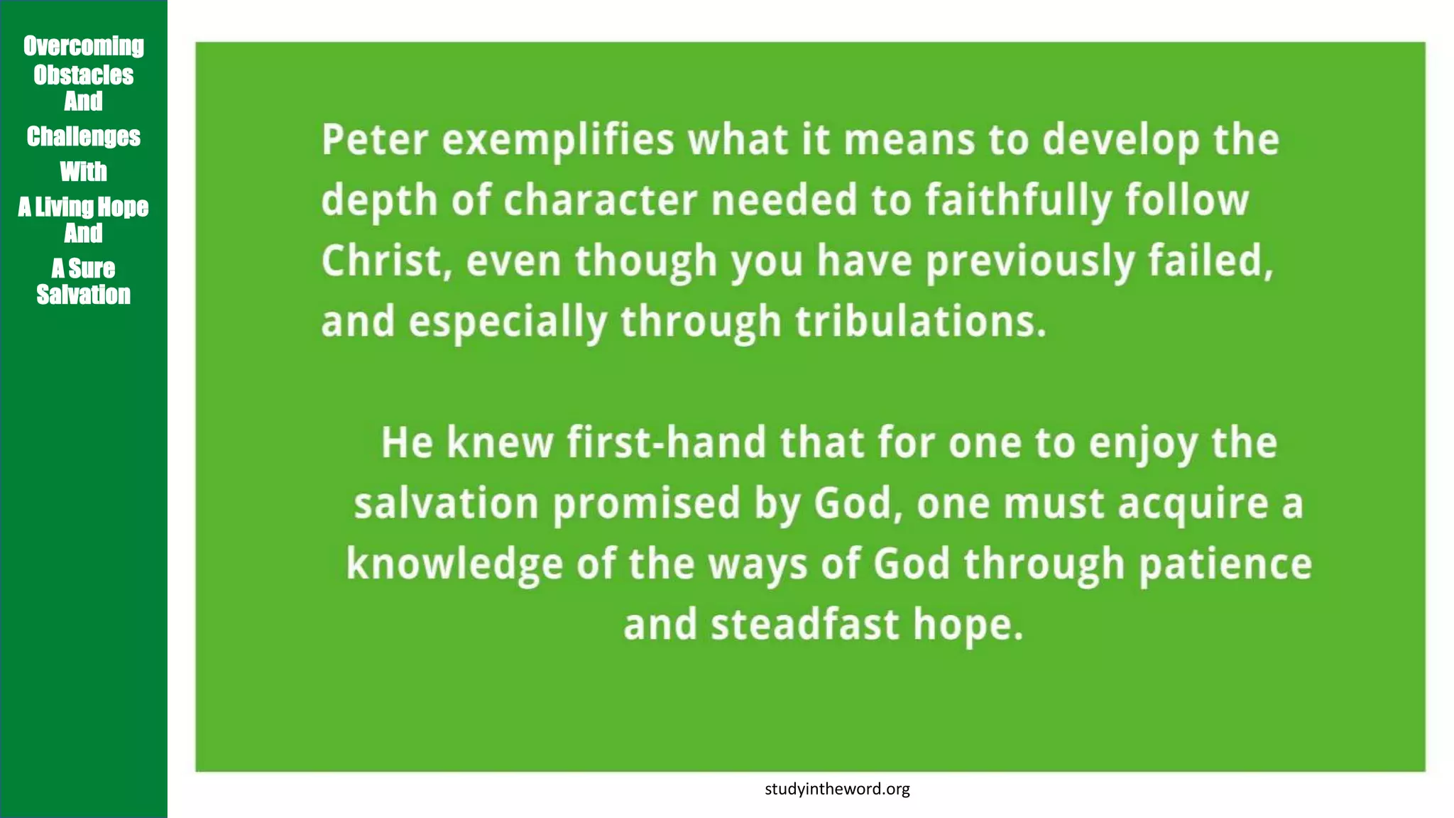 Obstacles Jesus LESSON 1 OVERCOMING OBSTACLES PETER A FLAWED YET FAITHFUL FOLLOWER OF ...