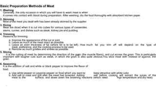 Basic Preperation Methods LESSON 1 PREPARE AND COOKING MEAT GRADE 10 | PPTX