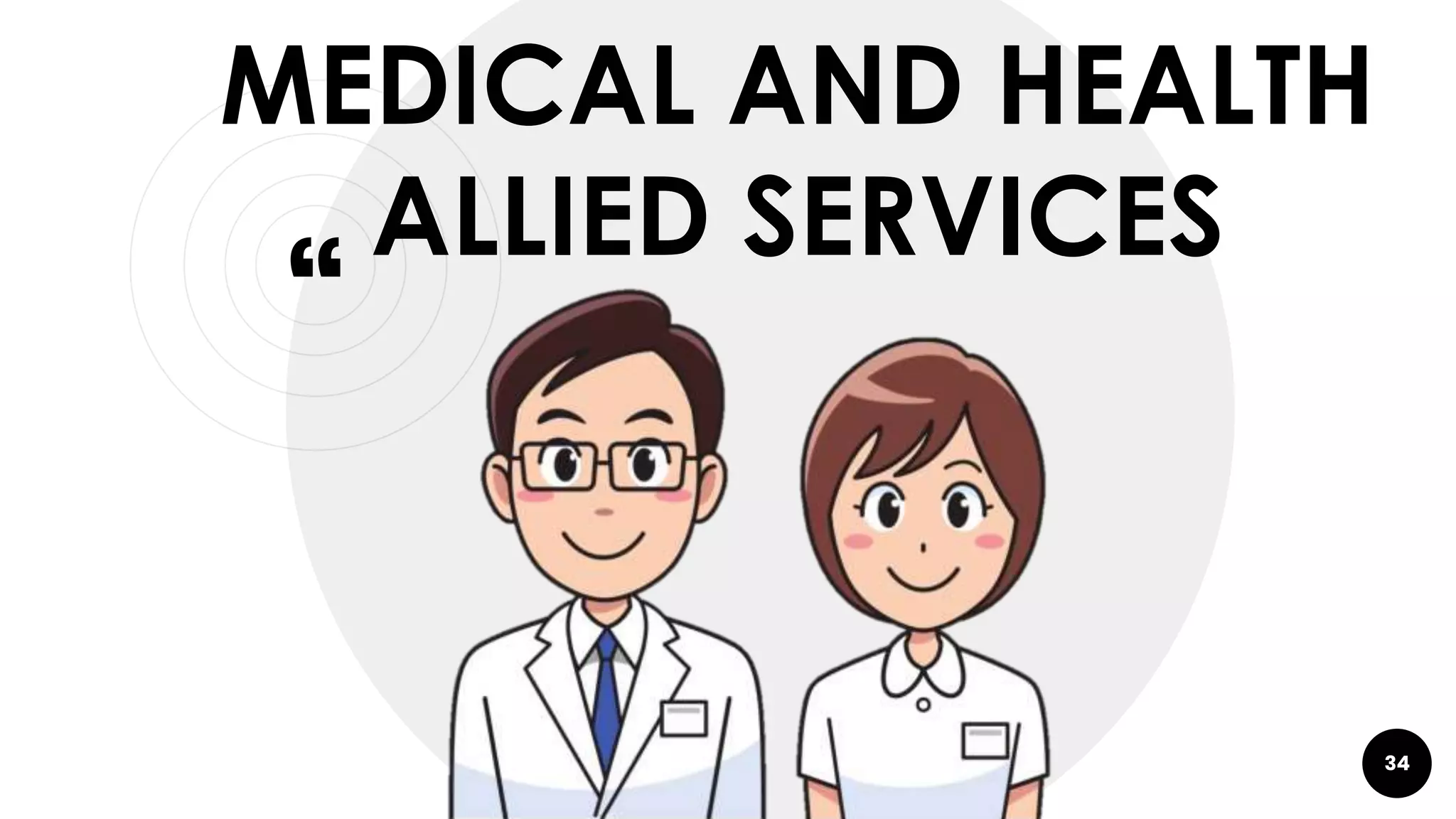 “
MEDICAL AND HEALTH
ALLIED SERVICES
34
 