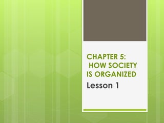 CHAPTER 5:
HOW SOCIETY
IS ORGANIZED
Lesson 1
 