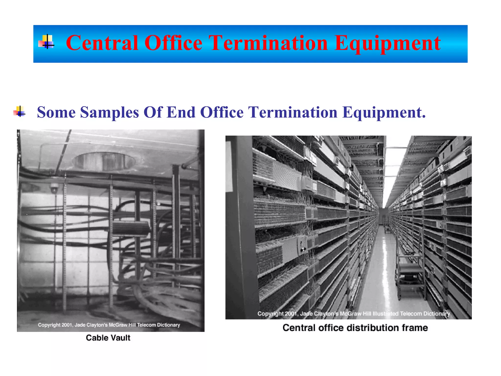 Some Samples Of End Office Termination Equipment.
Central Office Termination Equipment
 