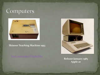 Release January 1983
Apple 2e
Skinner Teaching Machine 1953
http://youtu.be/jTH3ob1IRFo
 