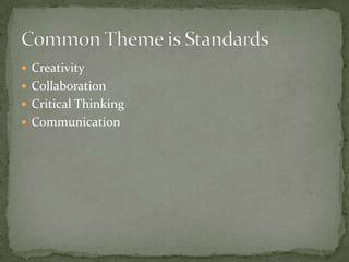  Creativity
 Collaboration
 Critical Thinking
 Communication
 