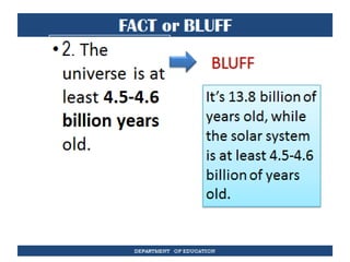 FACT or BLUFF
DEPARTMENT OF EDUCATION
 