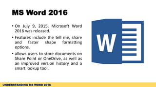 Lesson 1 UNDERSTANDING MS WORD 2016.pptx | Desktop Publishing ...
