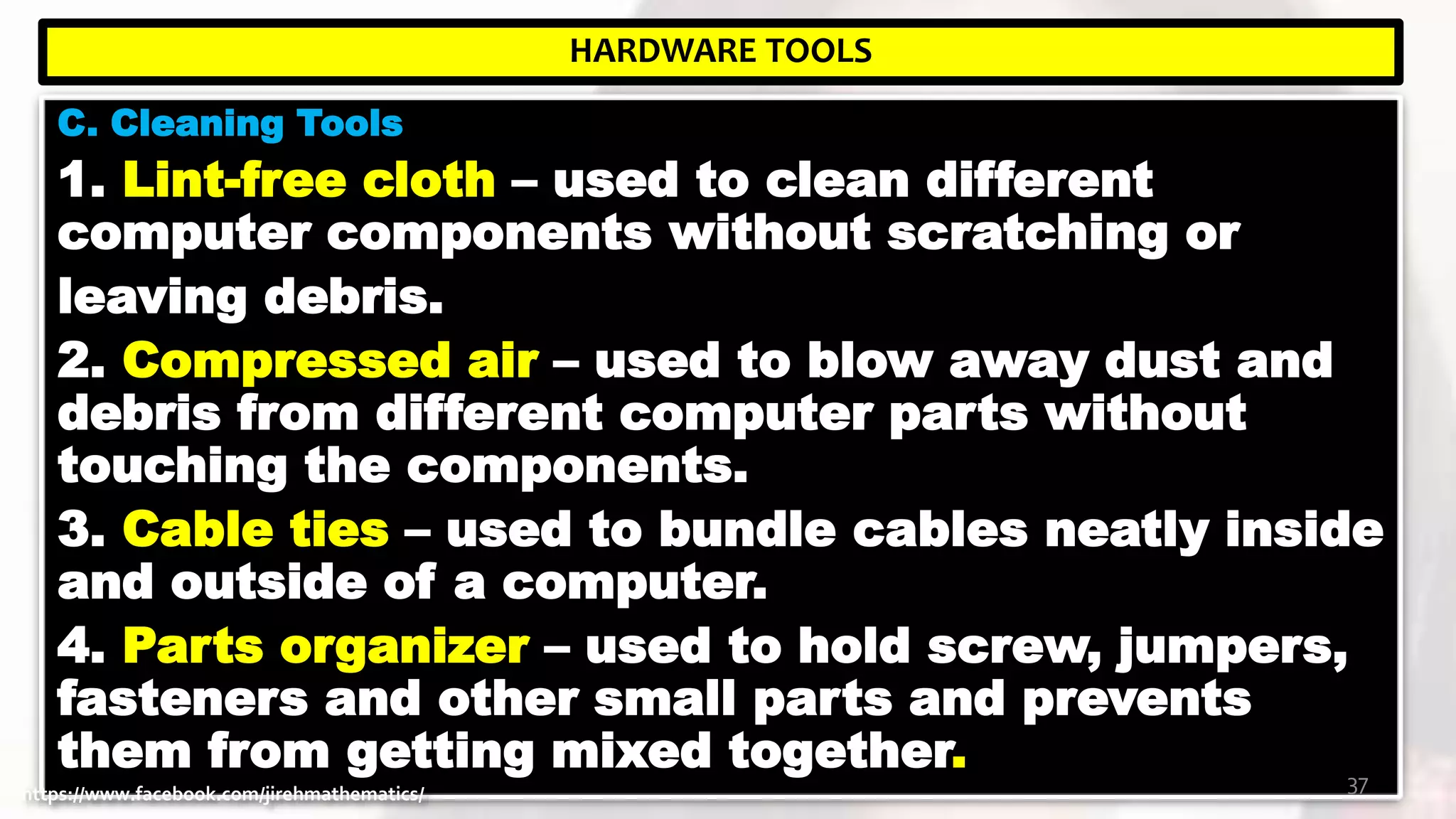 ICT: Computer Hardware Services - Lesson 1 use hand tools by Je-Jireh ...
