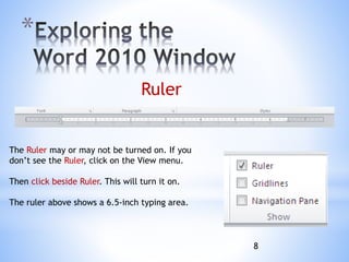 How Ruler Works In Words Lesson 1 word_2010 | PPTX