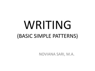 WRITING
(BASIC SIMPLE PATTERNS)
NOVIANA SARI, M.A.

 