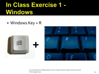 In Class Exercise 1 - WindowsWindows Key + RCourse Design by. Peleg (based on the origianl Hacker High School and Youth Technology Corp)29+