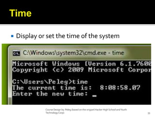 TimeDisplay or set the time of the systemCourse Design by. Peleg (based on the origianl Hacker High School and Youth Technology Corp)33