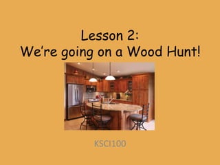 Lesson 2:
We’re going on a Wood Hunt!




           KSCI100
 