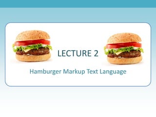 Hamburger Markup Text Language
LECTURE 2
 