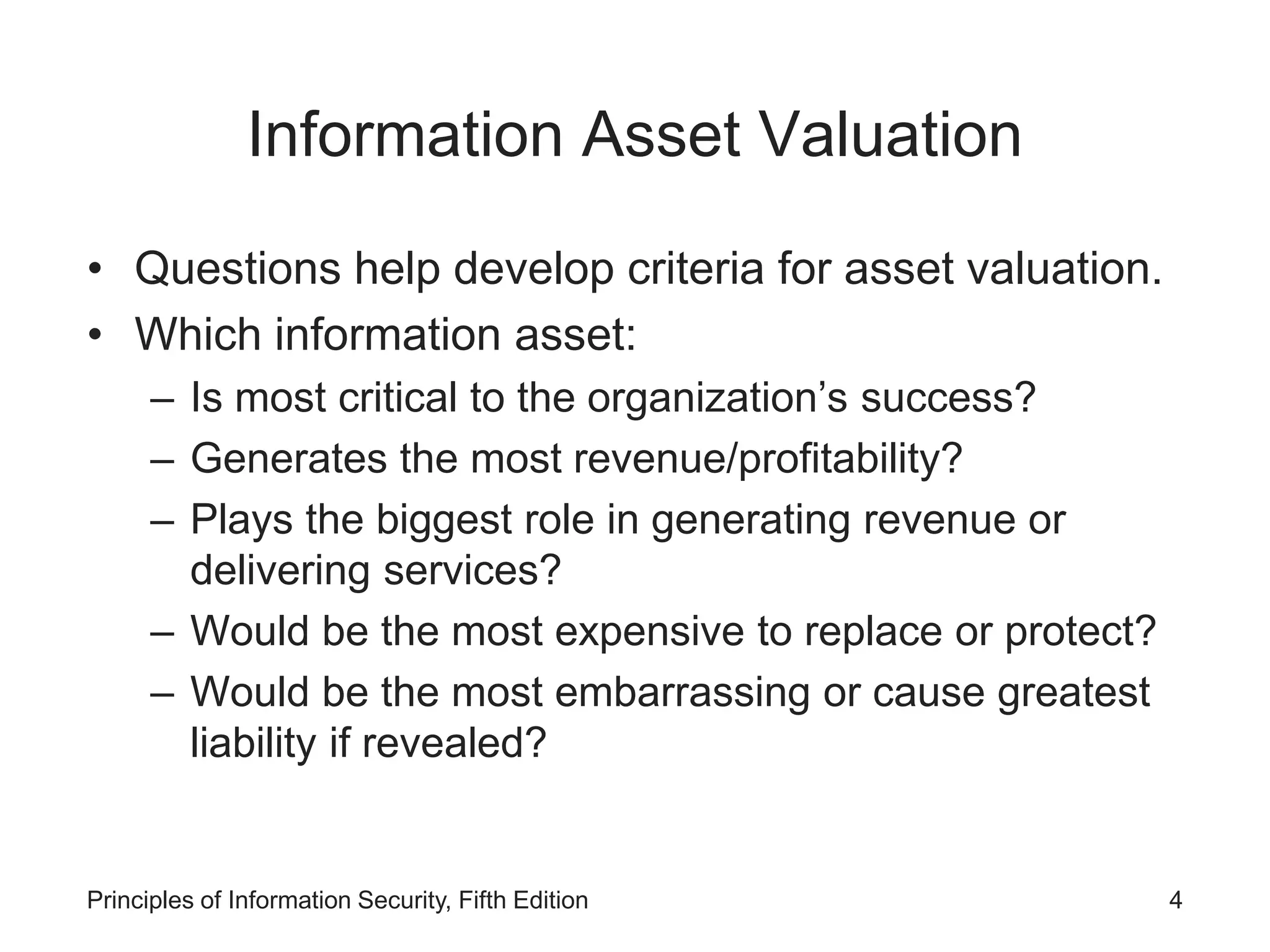 Lesson 2- Information Asset Valuation