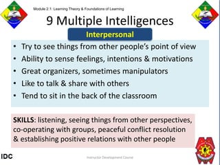 Lesson 2.1 learning theory and foundations of learning | PPTX