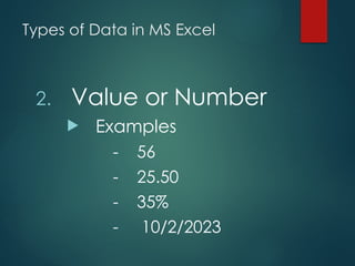 Excel Values Type Lesson#2.2 - Excel Data Types and Mouse Pointers.pptx