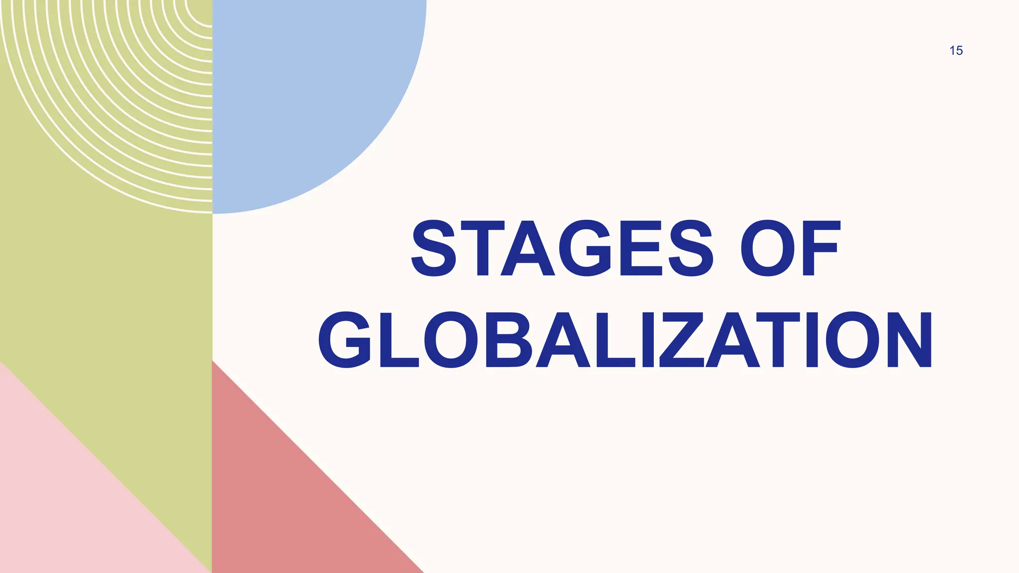15
STAGES OF
GLOBALIZATION
 