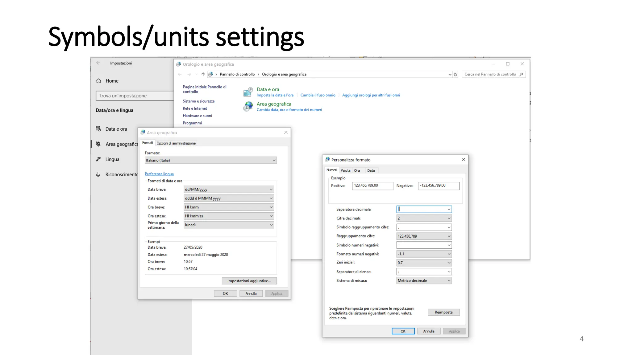 Symbols/units settings
4
 
