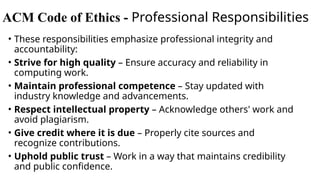 Professional Code Acm Lesson 2: Ethical Codes for Social and Prof Issues.pptx