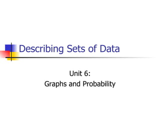 Describing Sets of Data Unit 6: Graphs and Probability 