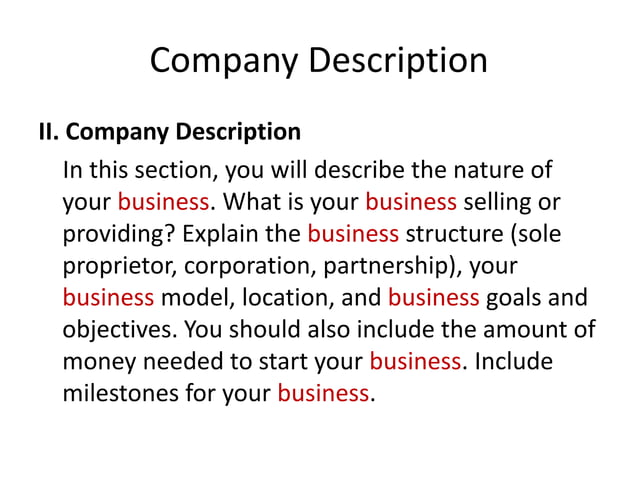 Lesson 2 elements of a business plan | PPT
