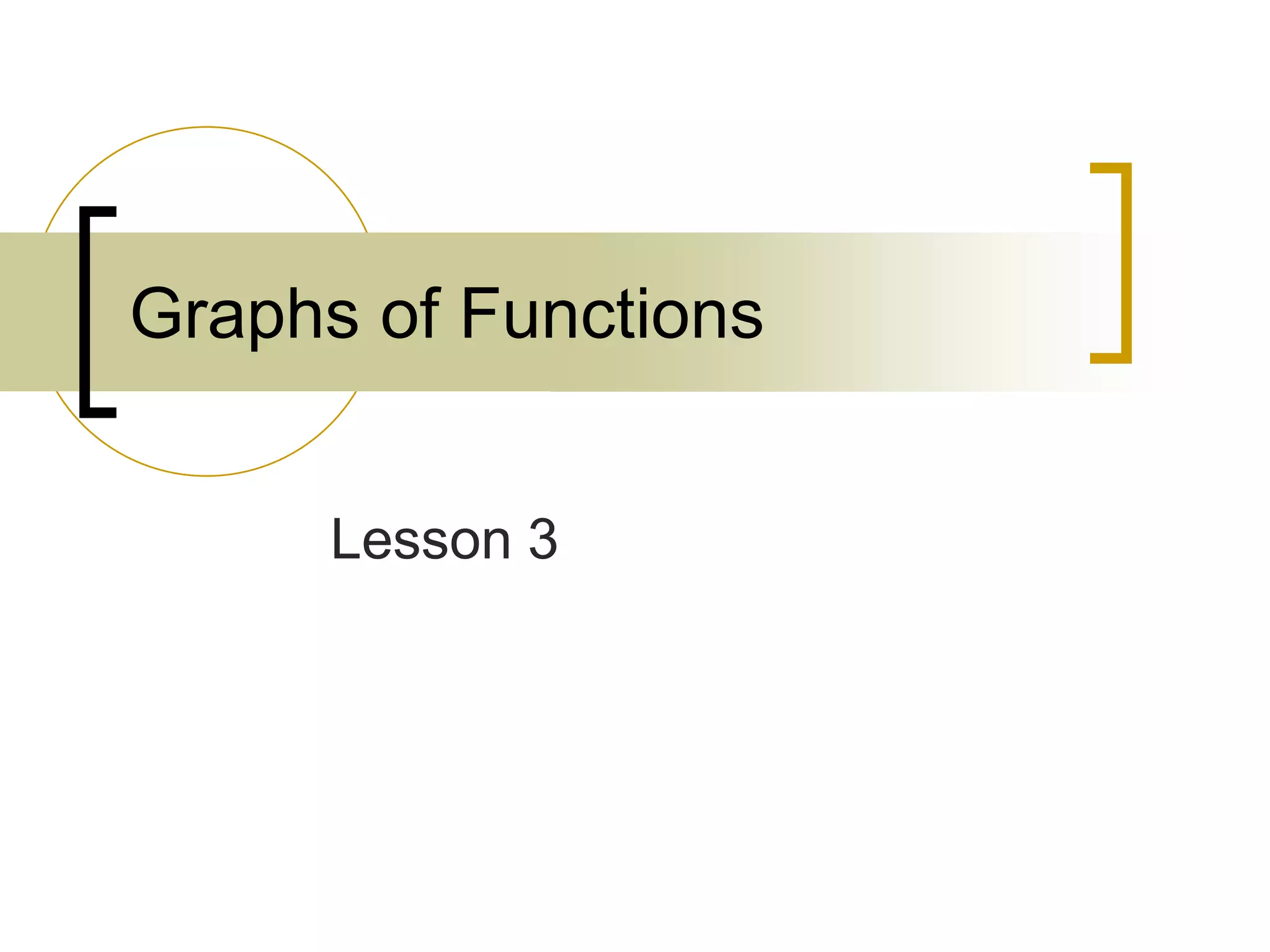 Graphs of Functions
Lesson 3
 
