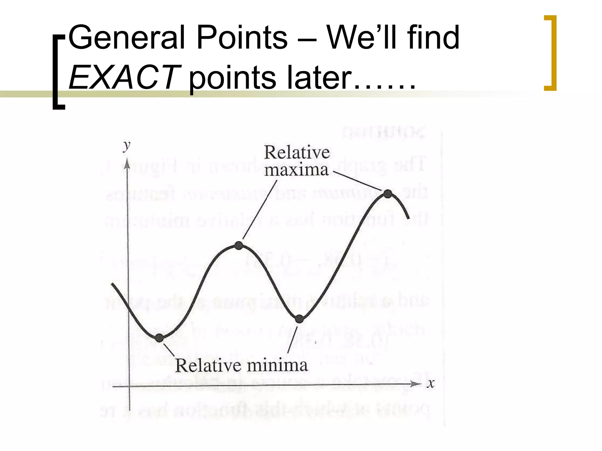 General Points – We’ll find
EXACT points later……
 