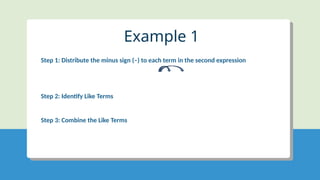 LESSON 2 - FUNDAMENTAL OPERATIONS OF ALGEBRAIC EXPRESSIONS - ADDITION ...
