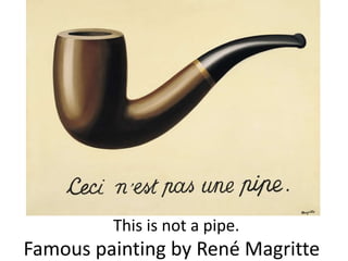 Famous painting by René Magritte
This is not a pipe.
 