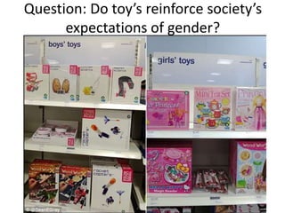 Question: Do toy’s reinforce society’s
expectations of gender?
 