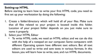 Lesson 2 - HTML Overview - History and Basic Syntax | PPTX