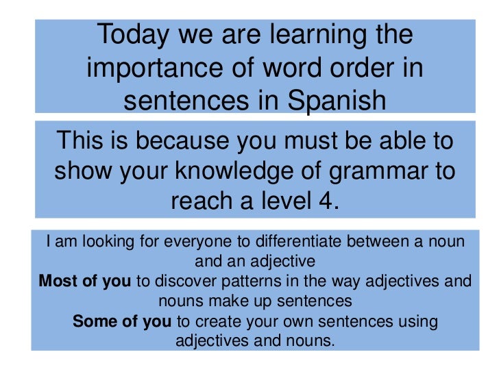 Lesson 2. importance of word order nouns and adjectives