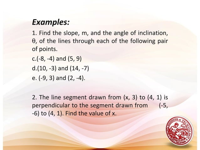 Entry Inclination Angle Lesson 2 inclination and slope of a line | PPT