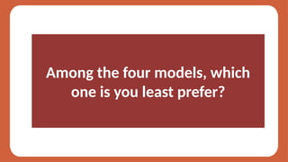 Among the four models, which
one is you least prefer?
 