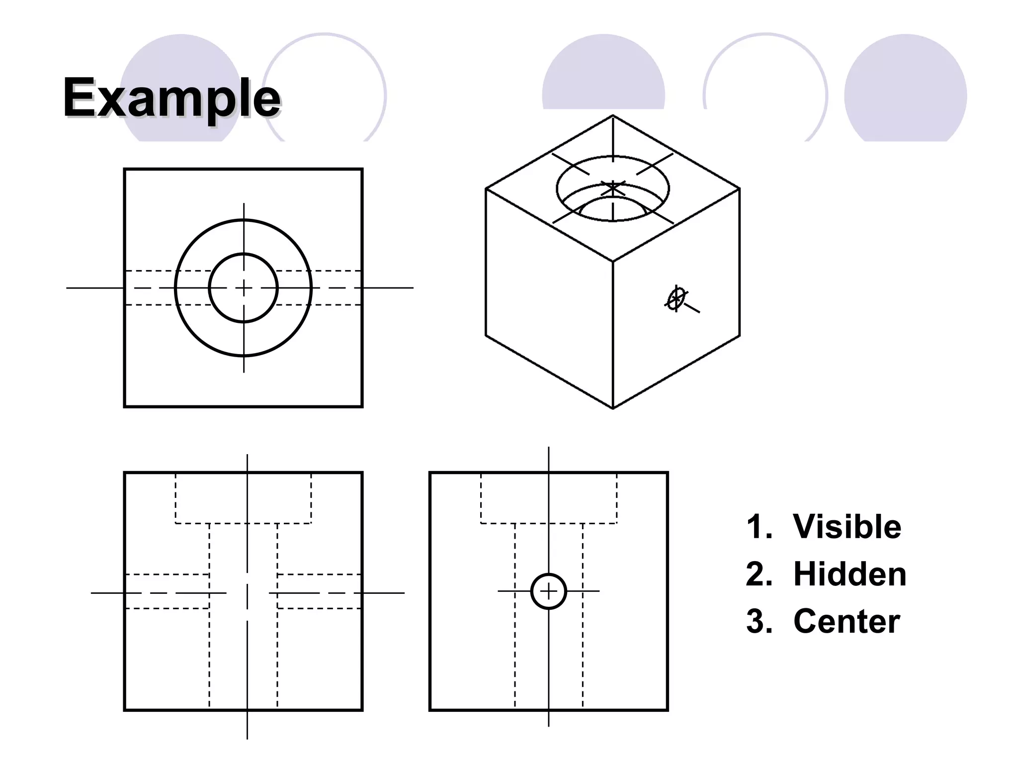 Example 1.  Visible 2.  Hidden 3.  Center 