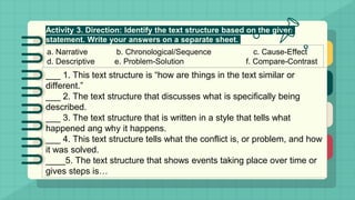 ENGLISH FOR ACADEMIC AND EDUCATIONAL PURPOSES LESSON 2 - TEXT STRUCTURE ...
