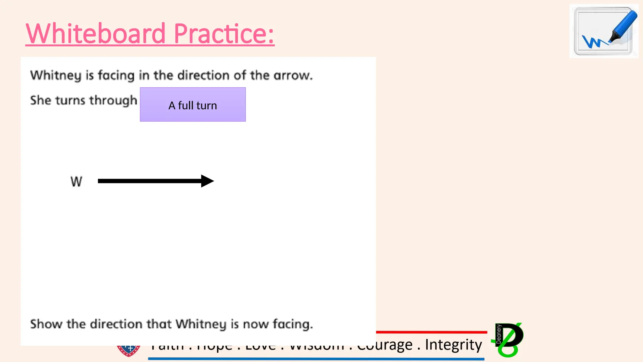 Whiteboard Practice:
A full turn
 